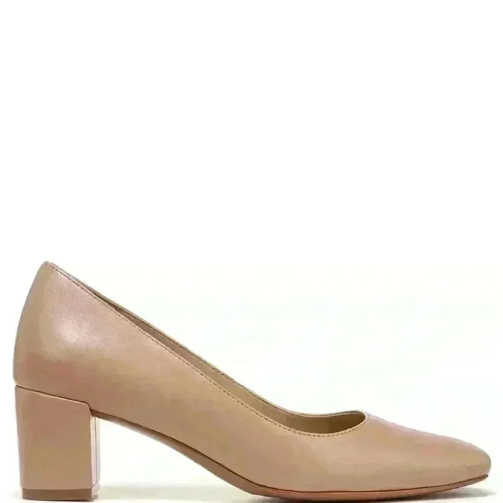 Naturalizer Womens 10.5 Karina Pump Gingersnap Leather Square Toe Block Heel